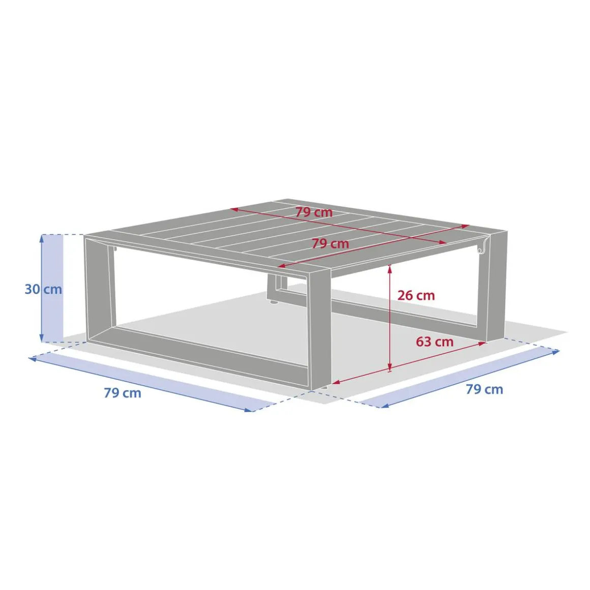 Table basse de jardin carrée ALLURE Lin / Acajou