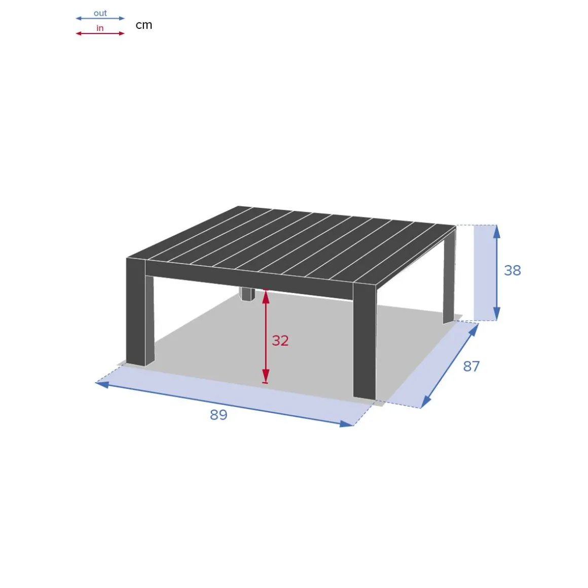 Table basse de jardin carrée ÉVASION Argile