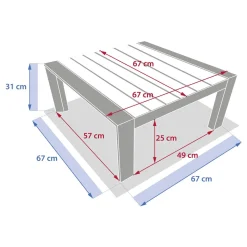 Table basse de jardin carrée ÉVASION Argile & Lin