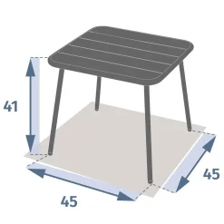 Table basse de jardin carré PHUKET Graphite