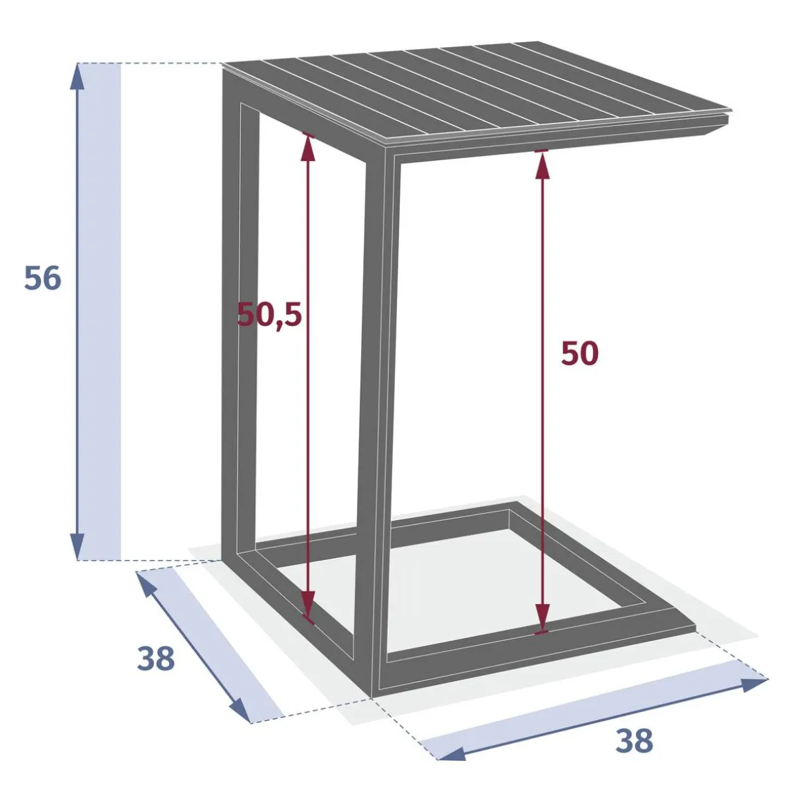 Table d'appoint de jardin carrée EVASION Acajou