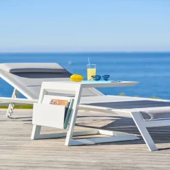 Table d'appoint de jardin carrée ALLURE Blanc