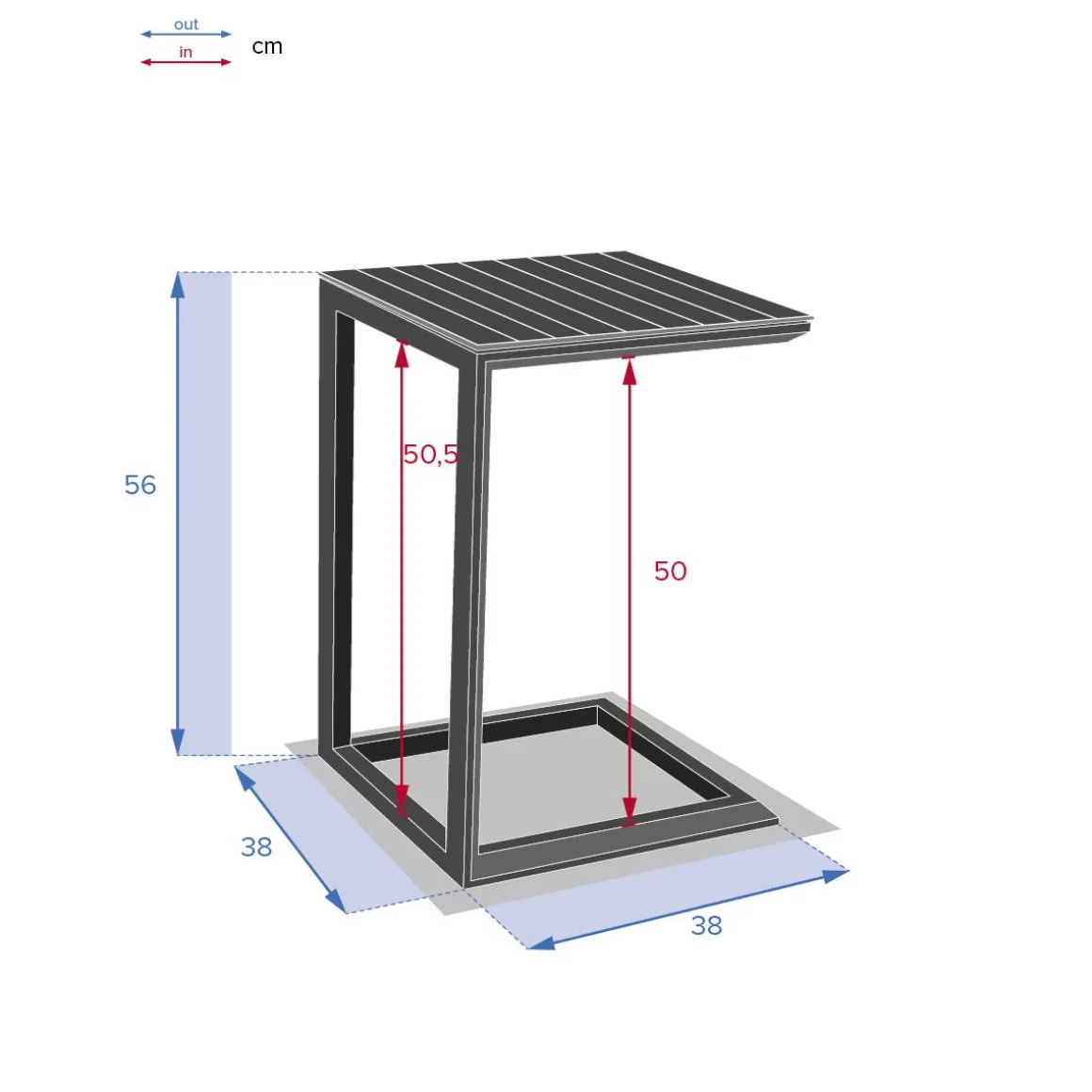 Table d'appoint de jardin carré EVASION Graphite