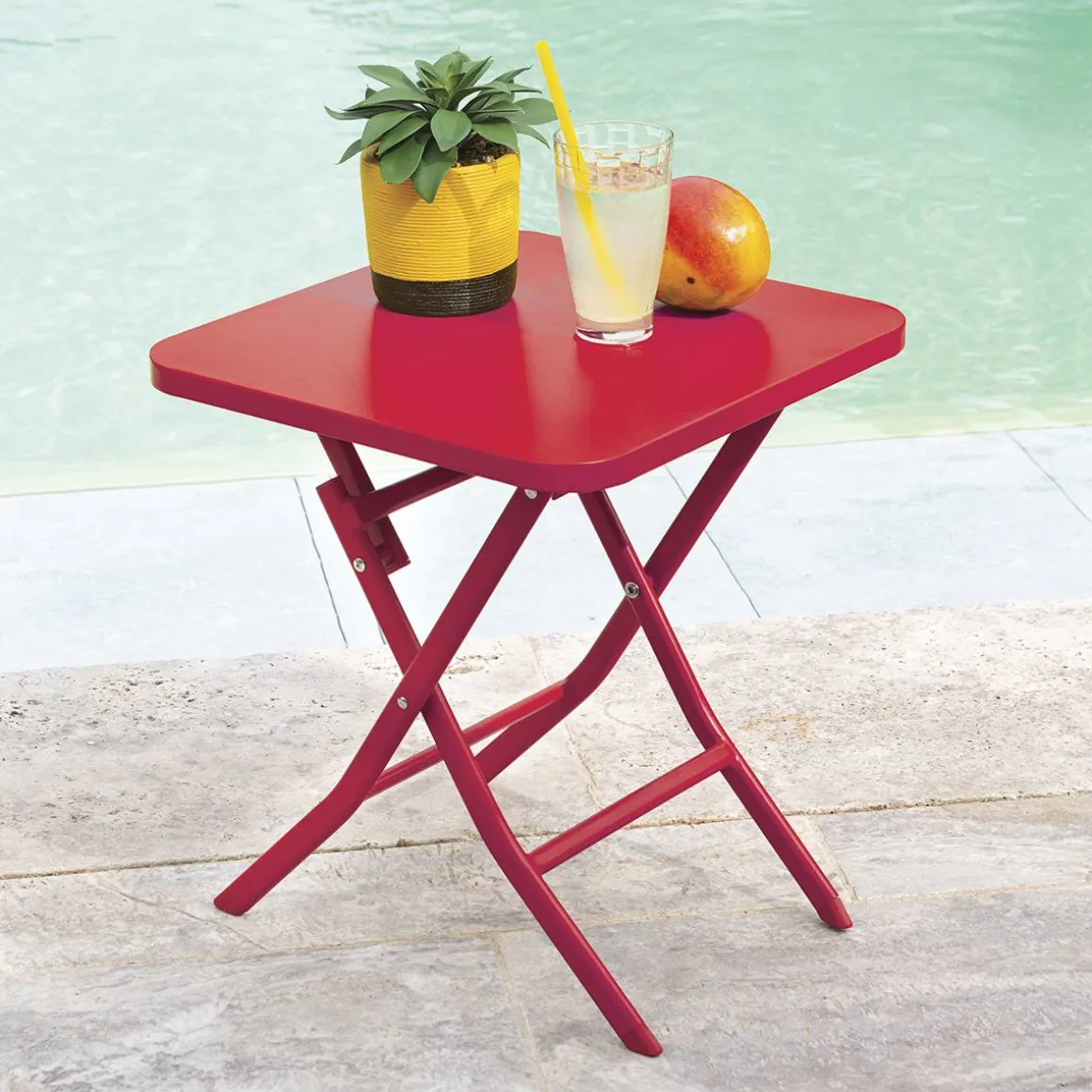 Table d'appoint de jardin carré GREENSBORO Groseille
