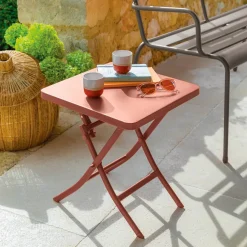 Table d'appoint de jardin pliante carrée GREENSBORO Acajou