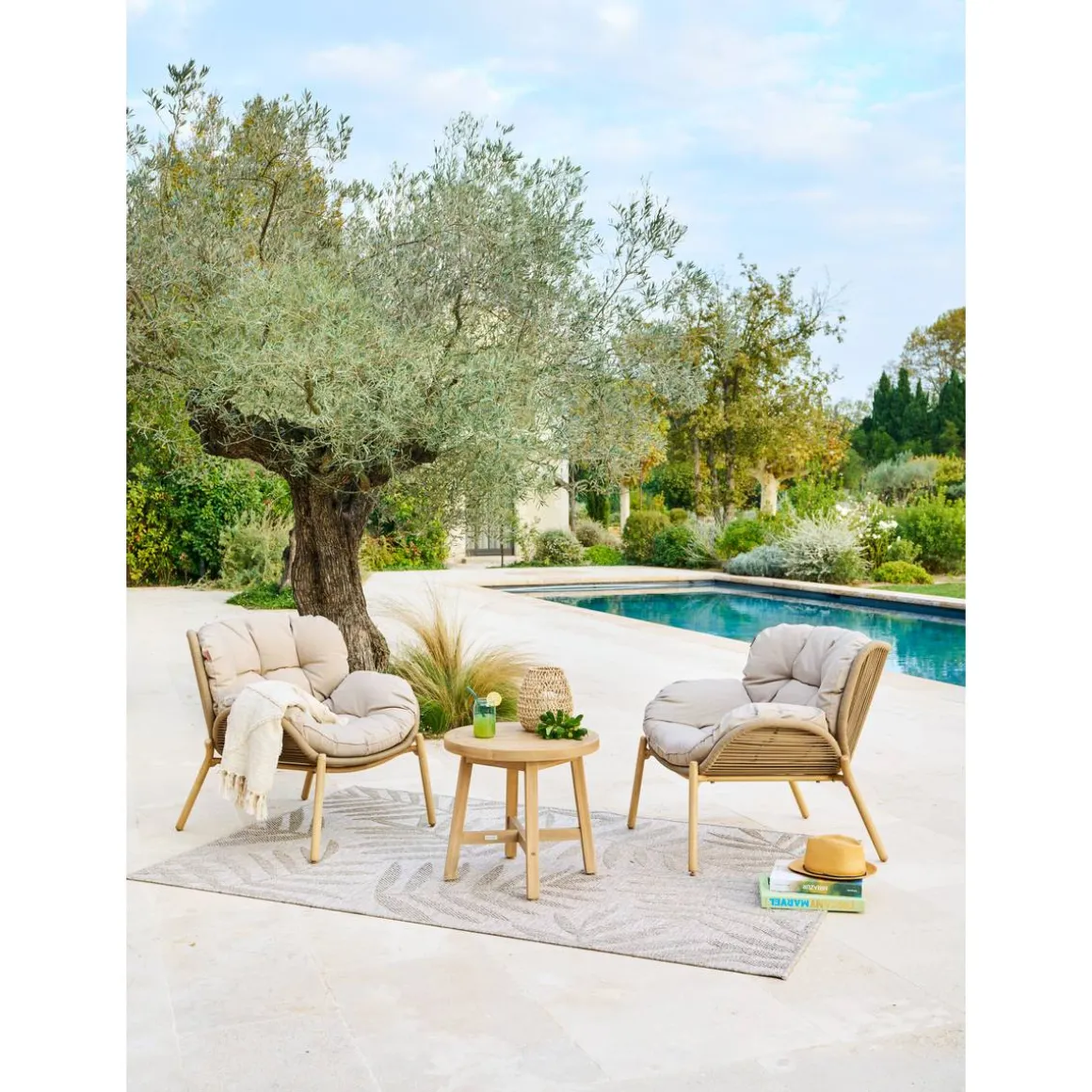 Table d'appoint de jardin ronde PAPOUASIE Acacia