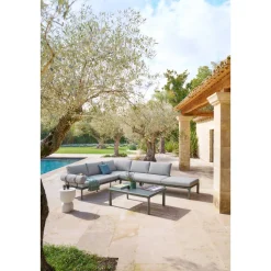 Table d'appoint de jardin ronde TIMANDRA Gris