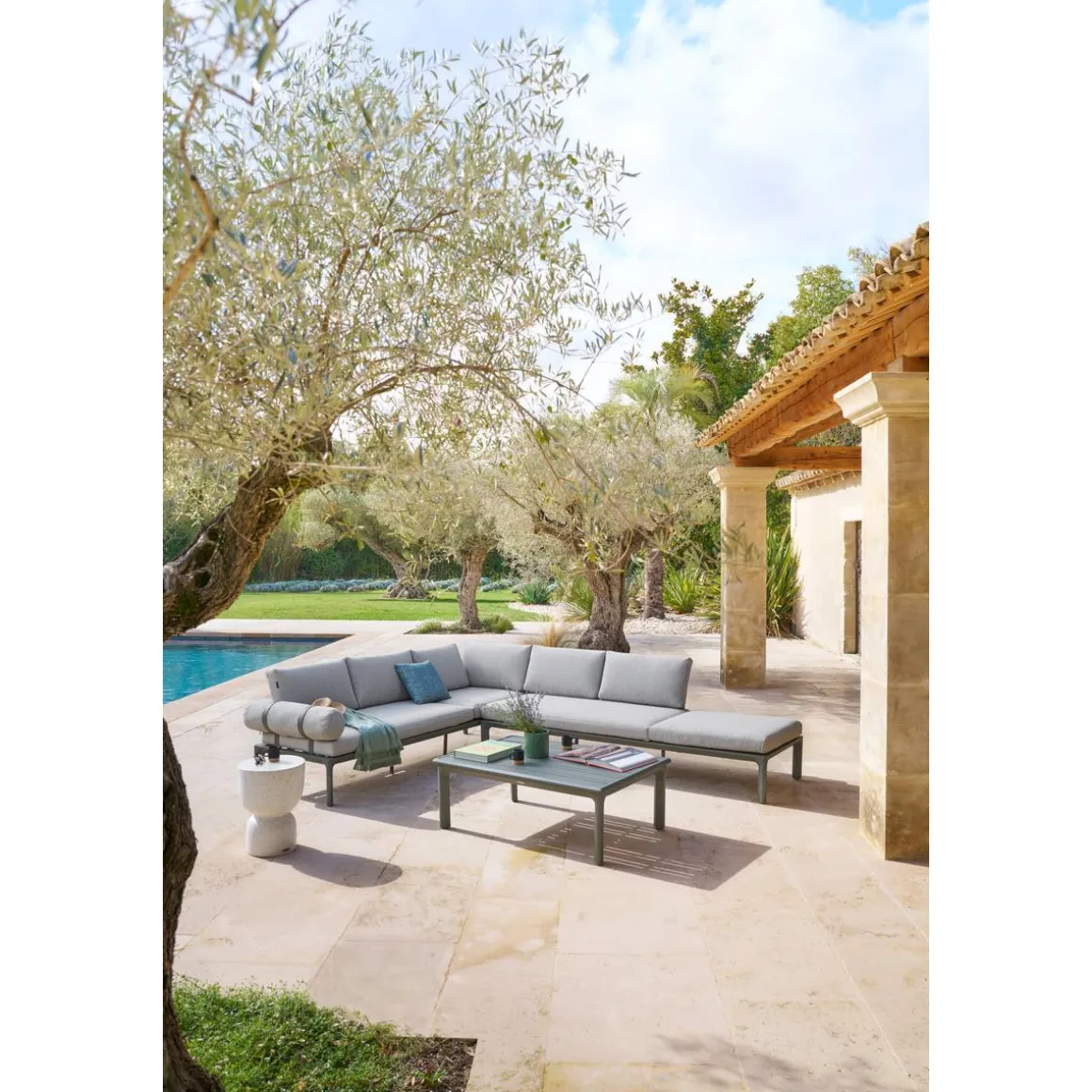 Table d'appoint de jardin ronde TIMANDRA Gris