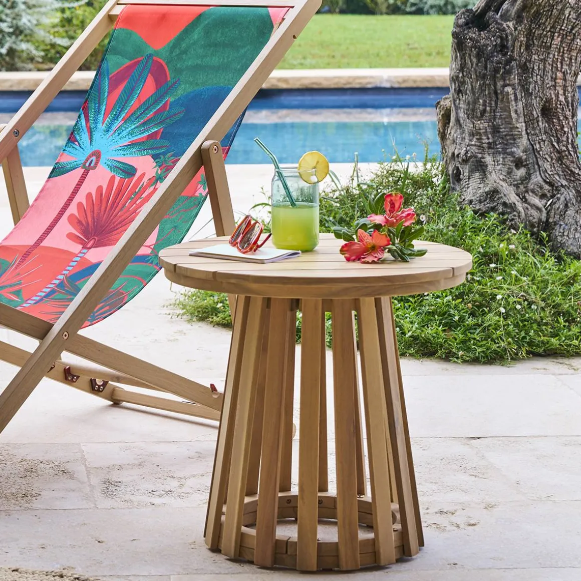 Table d'appoint de jardin ronde OSUNA Acacia