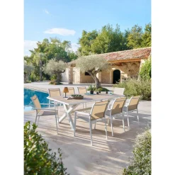 Table de jardin AXIOME Eucalyptus & Blanc