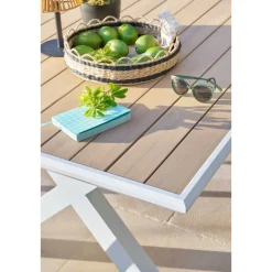 Table de jardin AXIOME Eucalyptus & Blanc