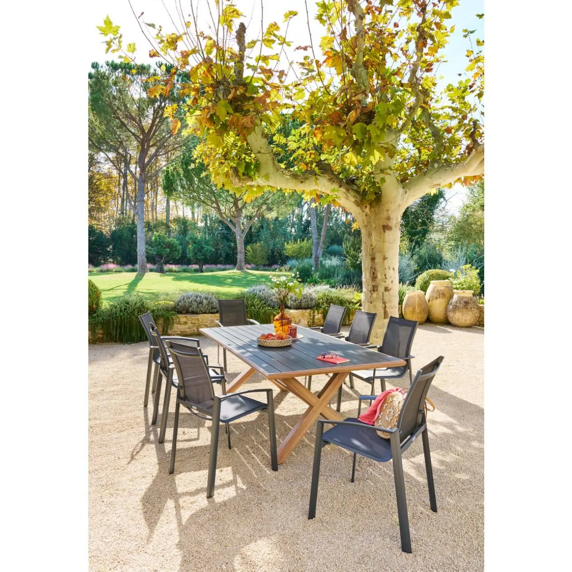 Table de jardin AXIOME Honey & Graphite