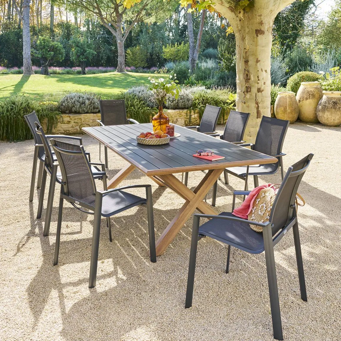 Table de jardin AXIOME Honey & Graphite