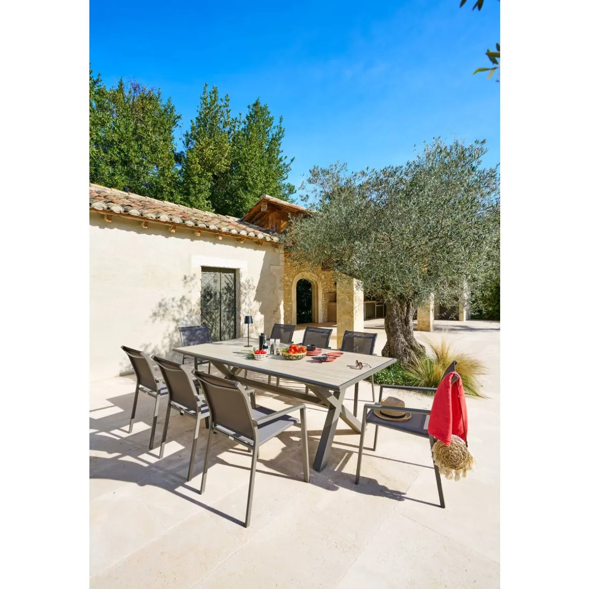 Table de jardin AXIOME Vanille & Marron