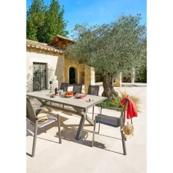 Table de jardin AXIOME Vanille & Marron