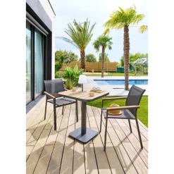 Table de jardin bistro TYLA Acacia & Graphite