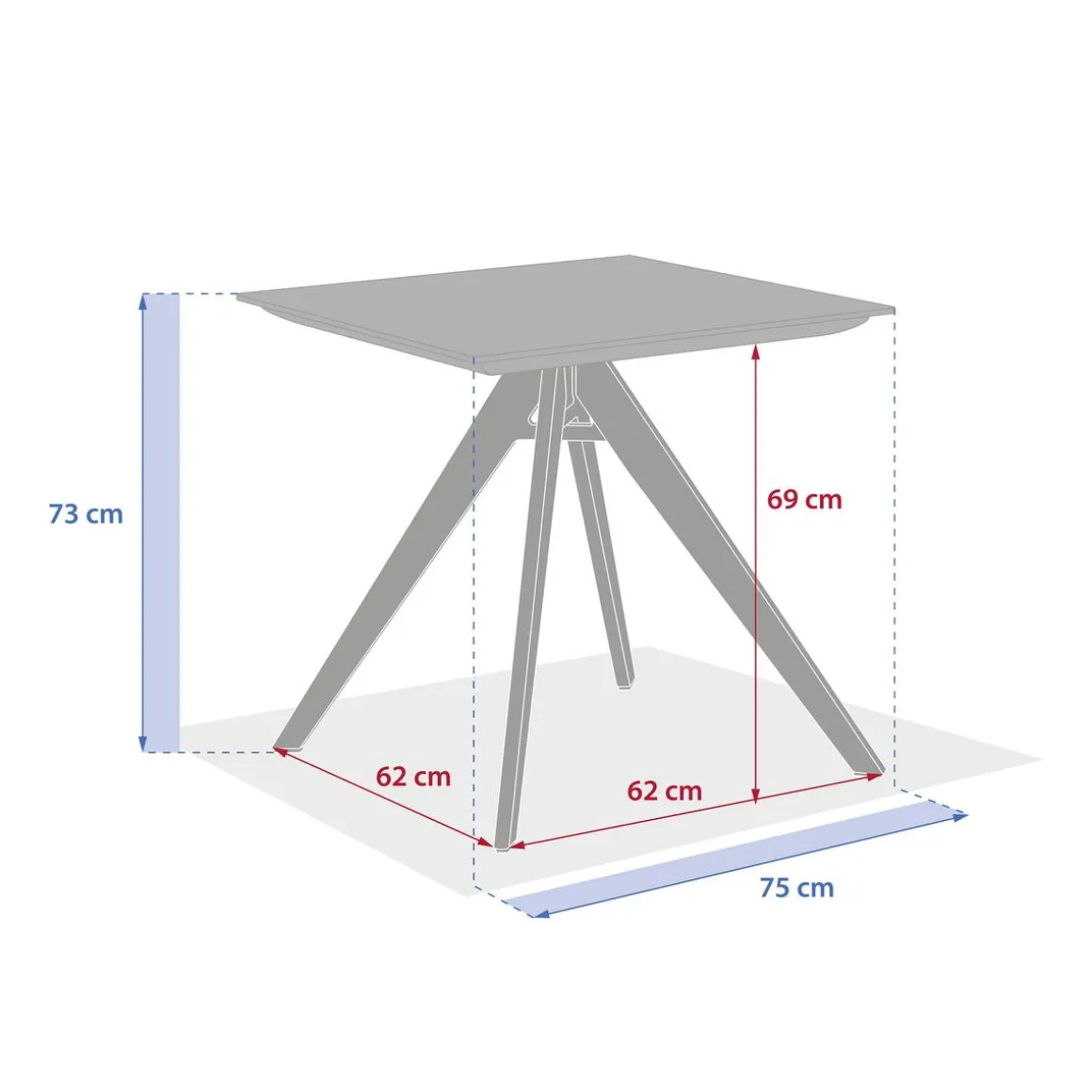 Table de jardin carrée TERZANO Vanille & Argile