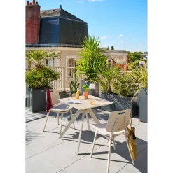 Table de jardin carrée TERZANO Vanille & Argile