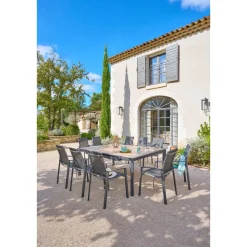 Table de jardin carré EVASION Effet bois Honey / Graphite