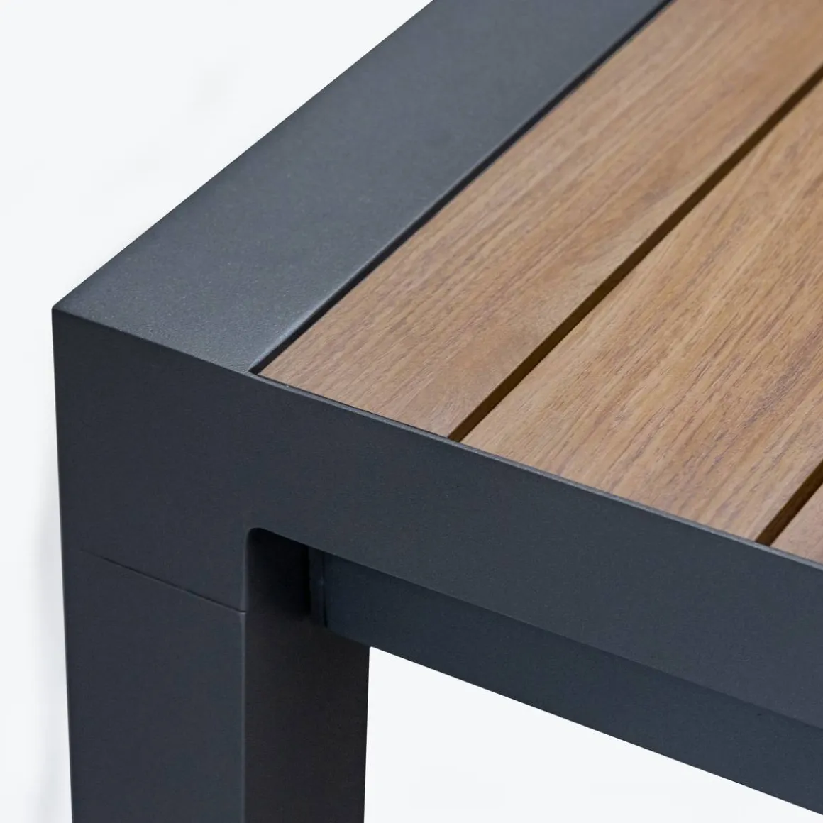 Table de jardin carré EVASION Effet bois Honey / Graphite