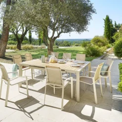 Table de jardin carré EVASION Lin / Argile