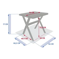 Table de jardin carrée XENIA Eucalyptus