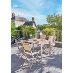 Table de jardin Effet bois Lin / Argile