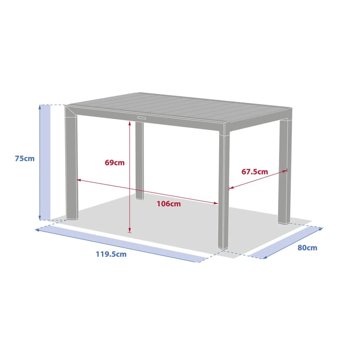 Table de jardin EVASION Effet bois Honey / Graphite