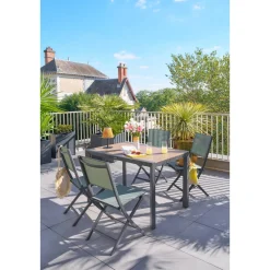 Table de jardin EVASION Effet bois Honey / Graphite