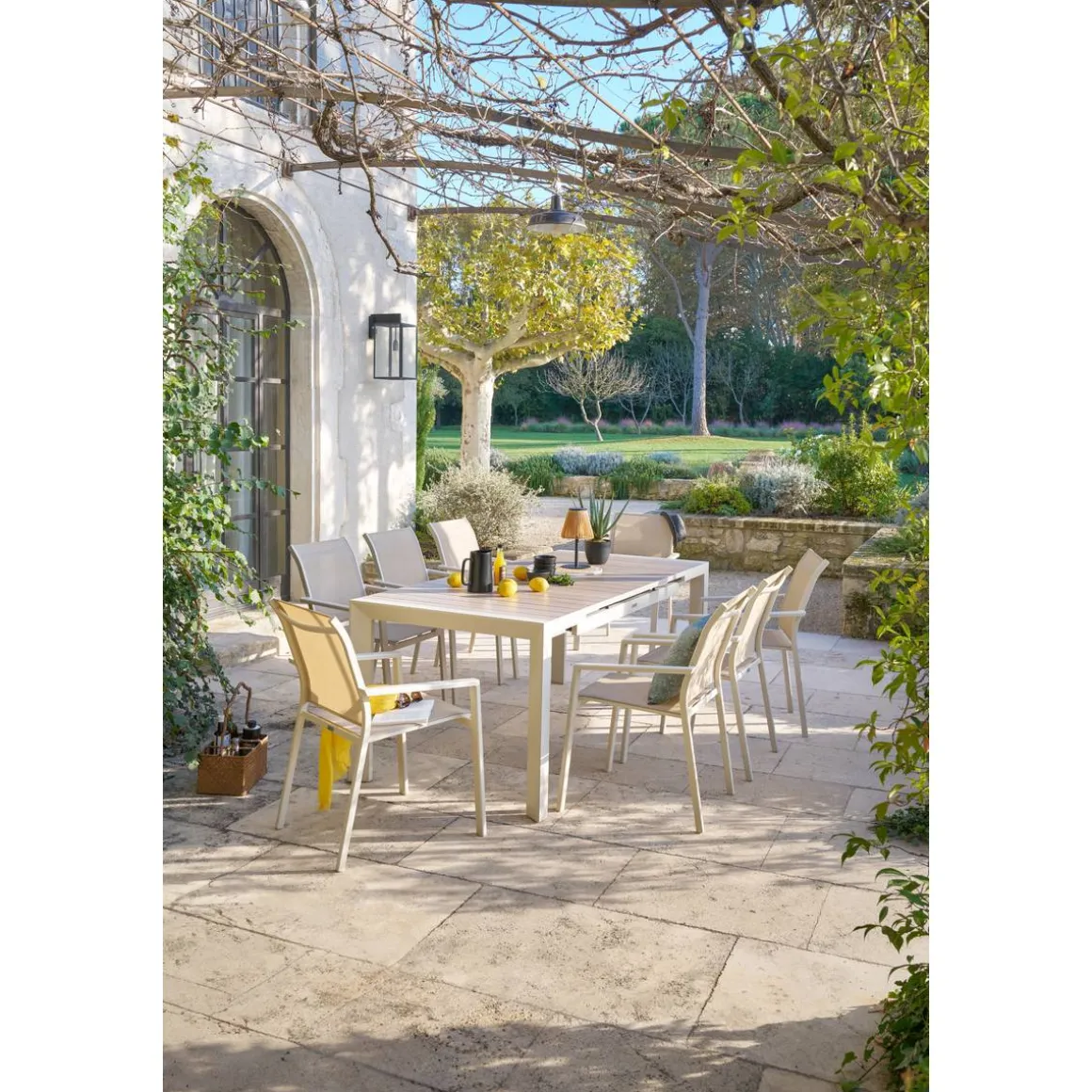 Table de jardin EVASION Effet bois Lin / Argile