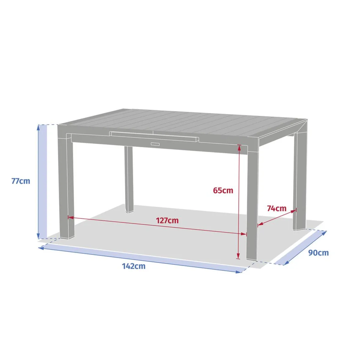 Table de jardin EVASION Effet bois Lin / Argile