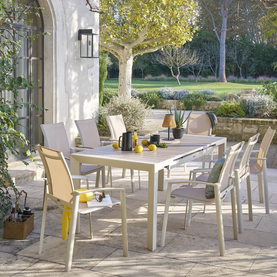 Table de jardin EVASION Effet bois Lin / Argile