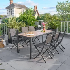Table de jardin EVASION Effet bois Honey / Graphite