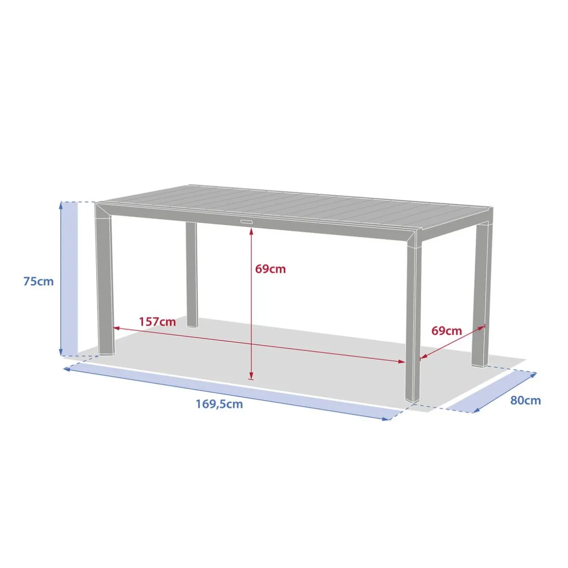 Table de jardin EVASION Effet bois Lin / Argile