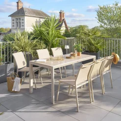 Table de jardin EVASION Effet bois Lin / Argile