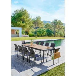 Table de jardin EVASION Effet bois Honey / Graphite