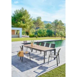 Table de jardin EVASION Effet bois Honey / Graphite