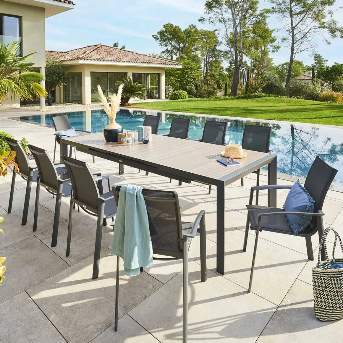 Table de jardin EVASION Seigle / Graphite