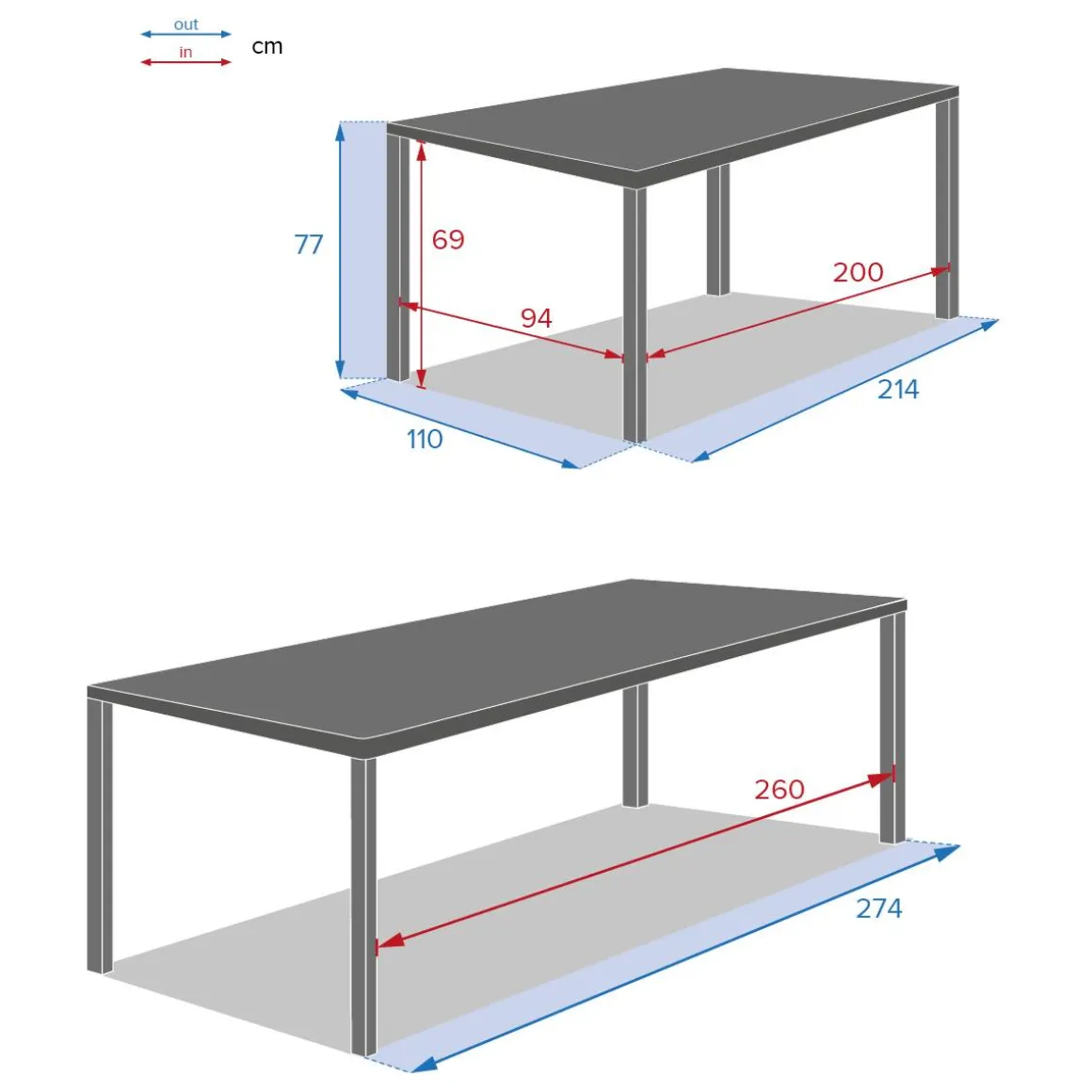 Table de jardin EVASION Seigle / Graphite