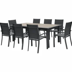 Table de jardin extensible ALLURE Effet bois muscade & Graphite