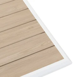 Table de jardin extensible AXIOME Effet bois Lin & Blanc