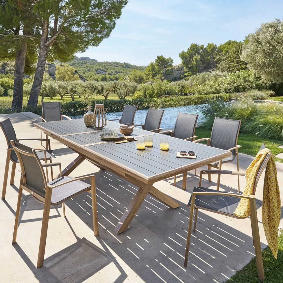 Table de jardin extensible AXIOME Graphite & Honey