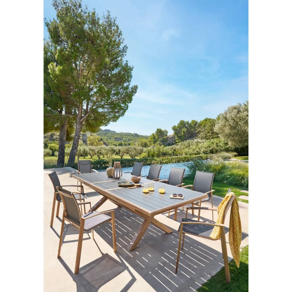 Table de jardin extensible AXIOME Graphite & Honey
