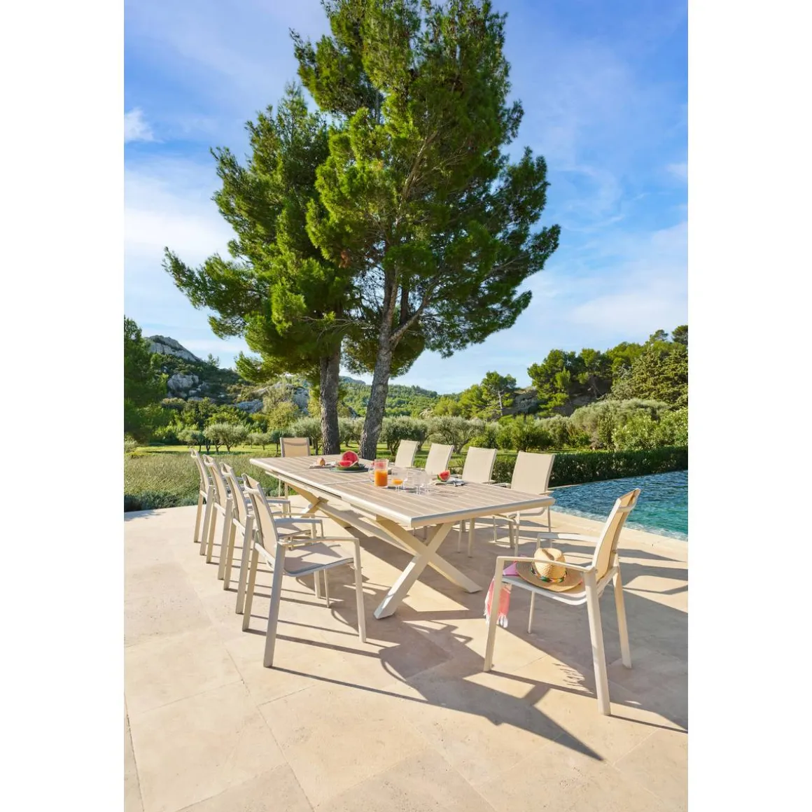 Table de jardin extensible AXIOME Lin & Argile