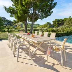Table de jardin extensible AXIOME Lin & Argile