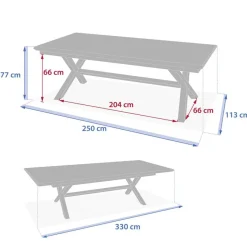 Table de jardin extensible AXIOME Effet bois Lin & Argile