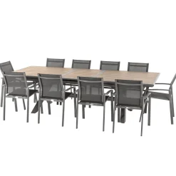 Table de jardin extensible AXIOME Effet bois Honey & Praline