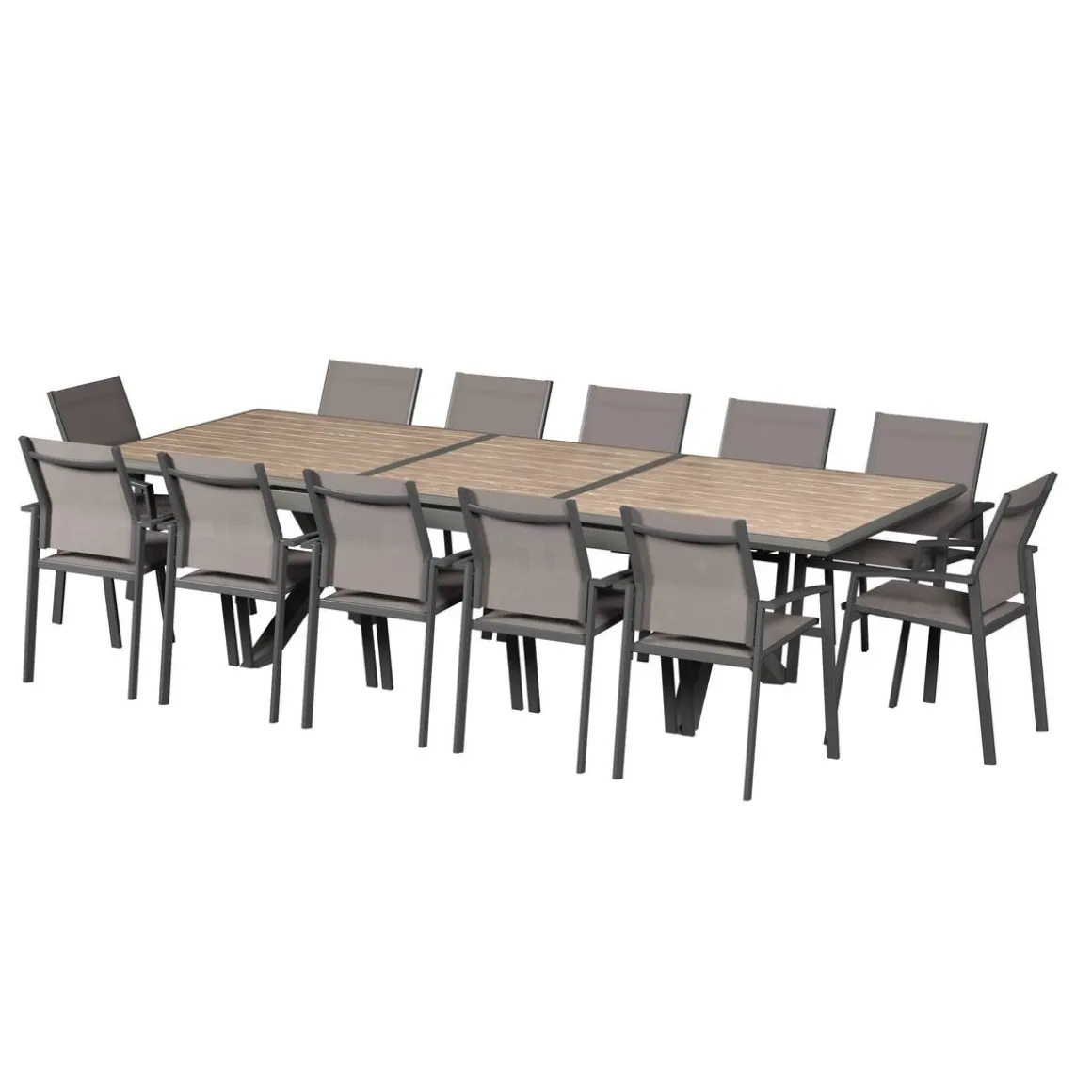 Table de jardin extensible AXIOME Effet bois Honey & Praline