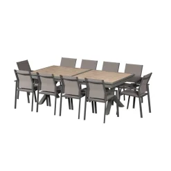Table de jardin extensible AXIOME Effet bois Honey & Praline