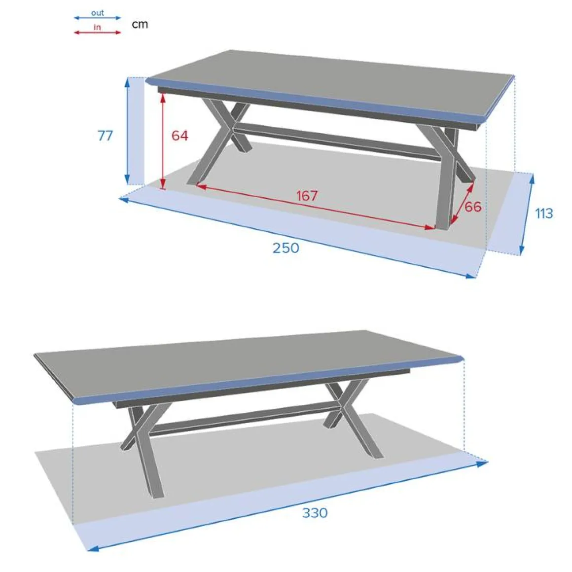 Table de jardin extensible AXIOME Ardoise granitée